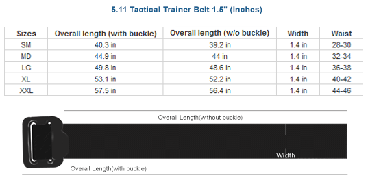 511 Tactical Size Chart