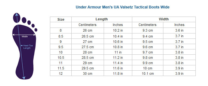 Under Armor Size Chart Shoes